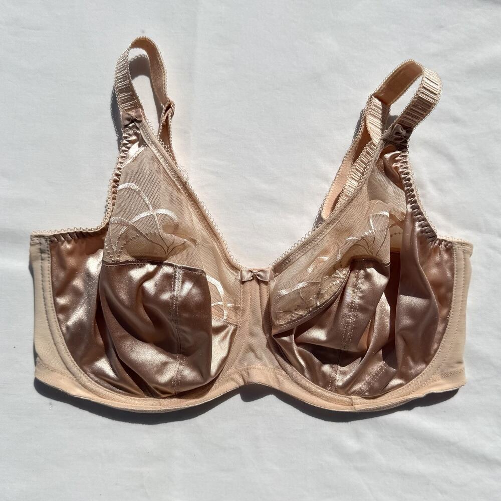 Elomi Cate Banded Satin Underwire Bra 34H Latte Beige EL4030